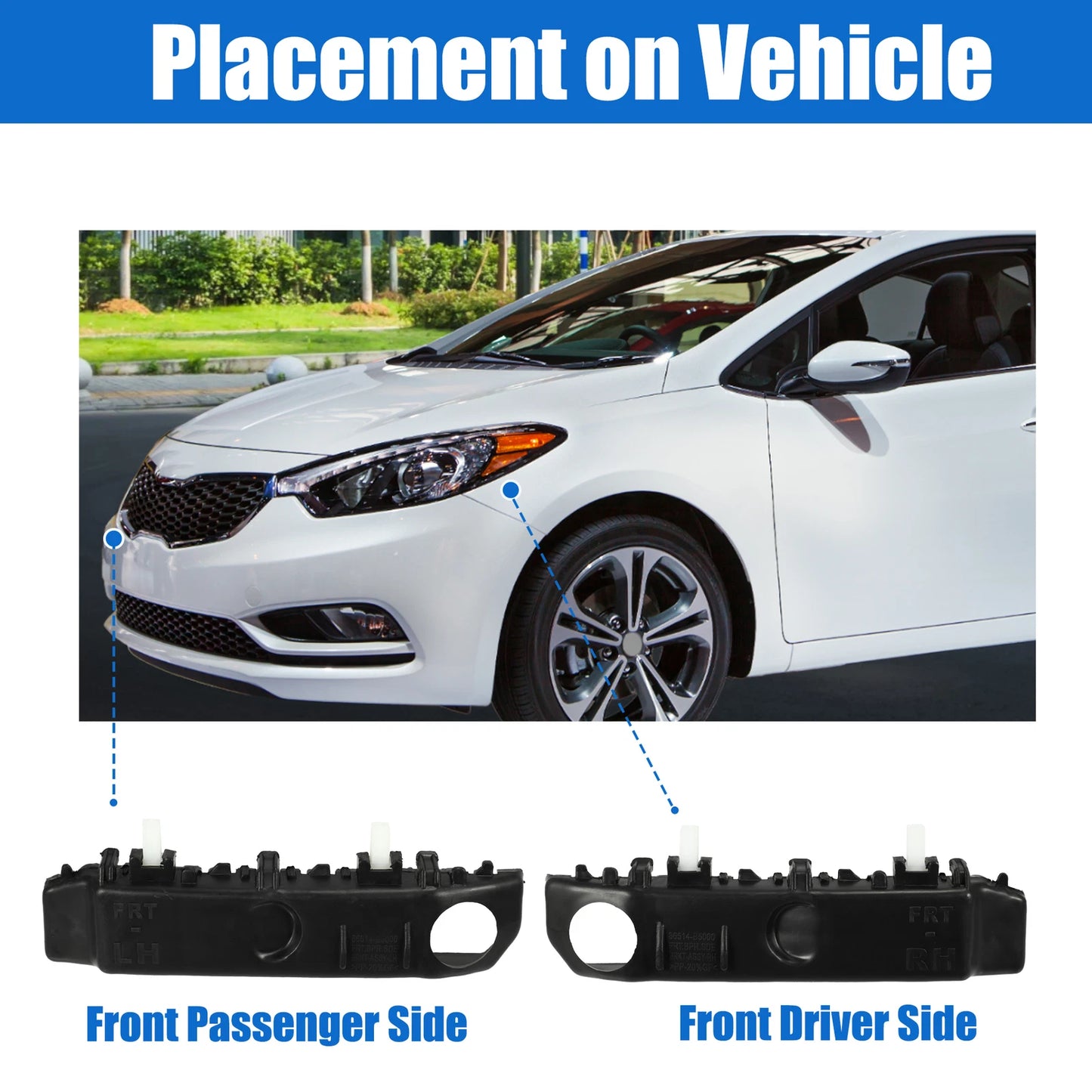 Left & Right Front Bumper Mounting Support Brackets for Kia Forte