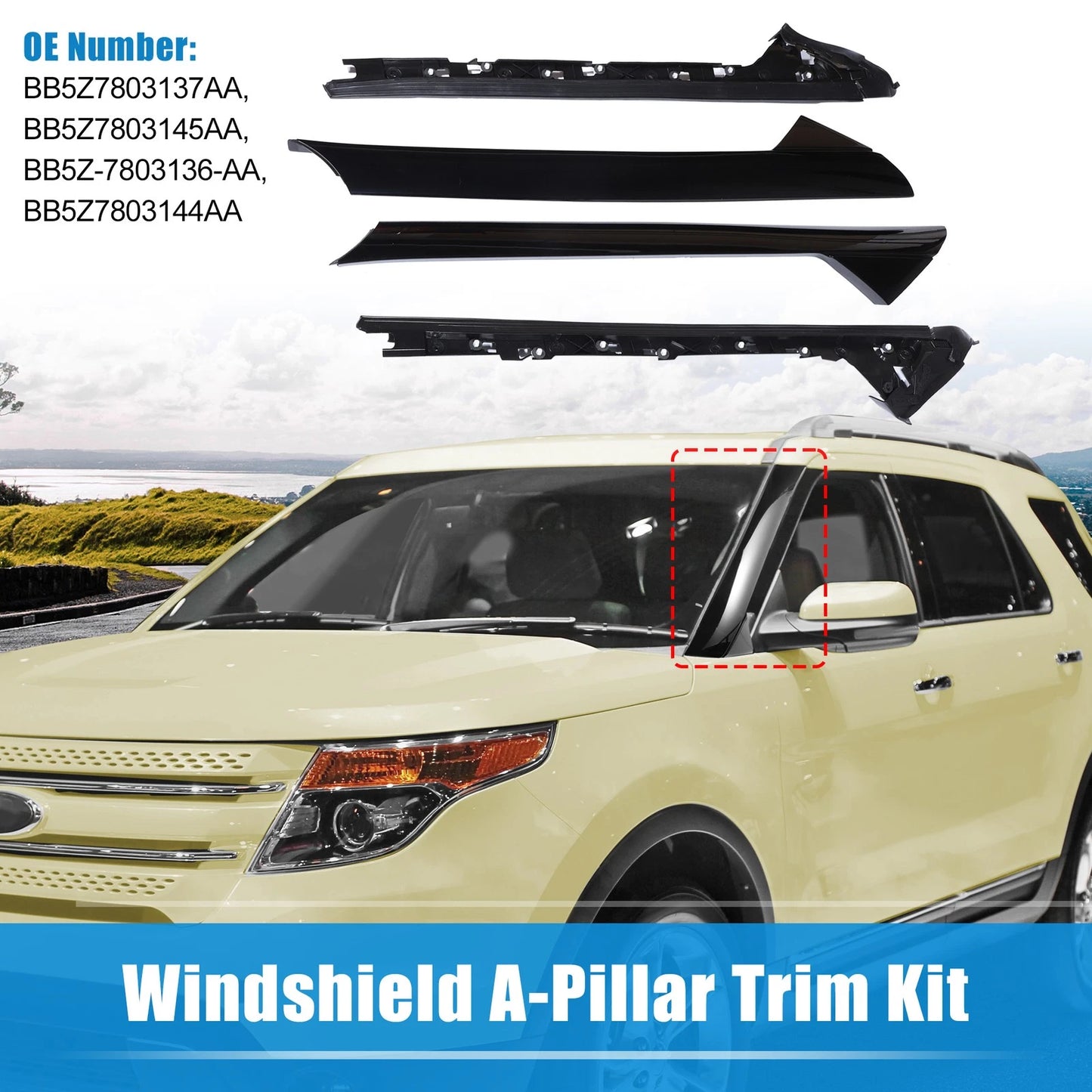 Windshield A-Pillar Trim Panels for Ford Explorer (2011-2019)