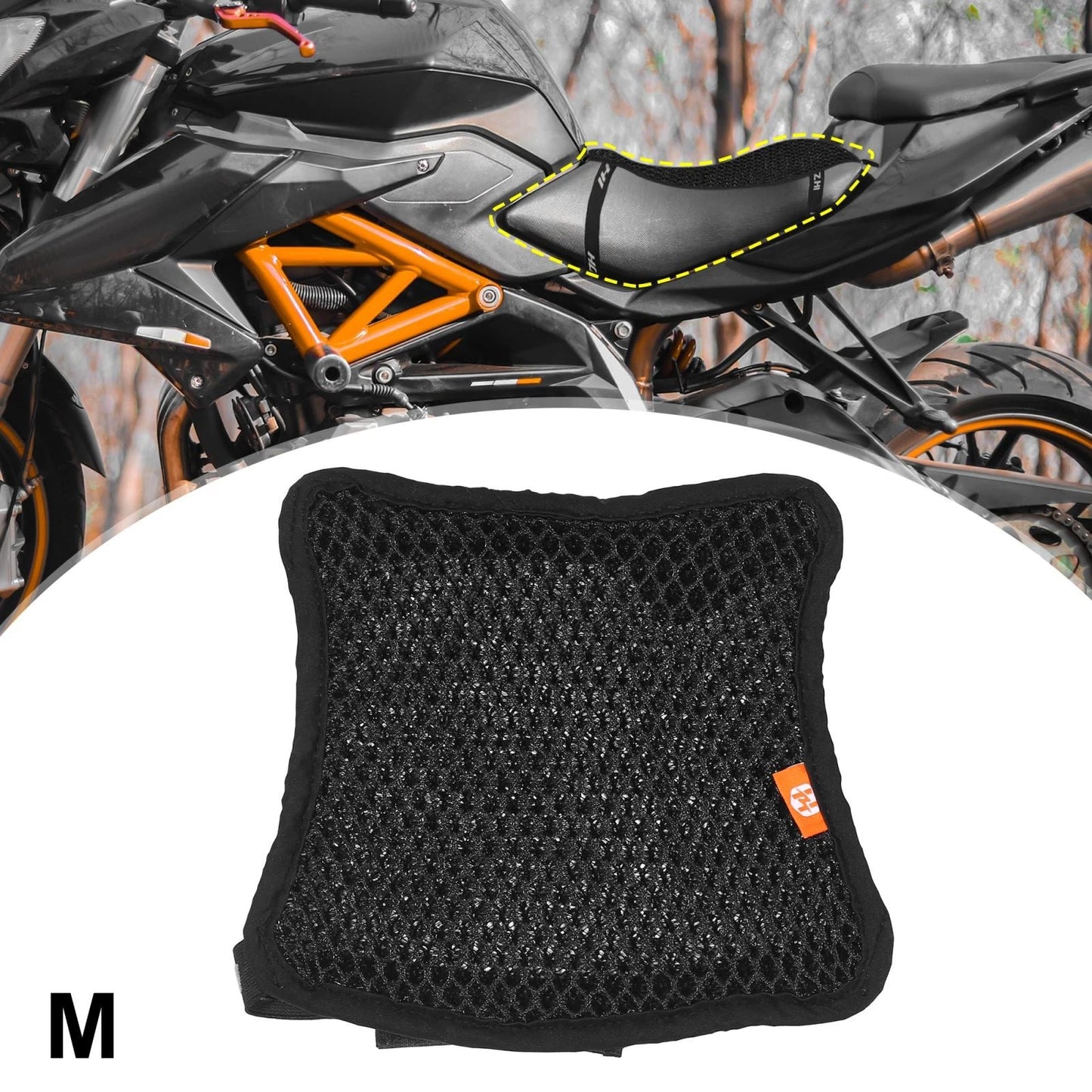Seat Cover / Size M / Breathable 3D Mesh Black for Motorcycle