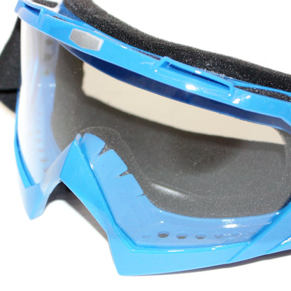 Clear Blue Motocross Goggles - Anti-Fog UV Protection for Dirt Bike