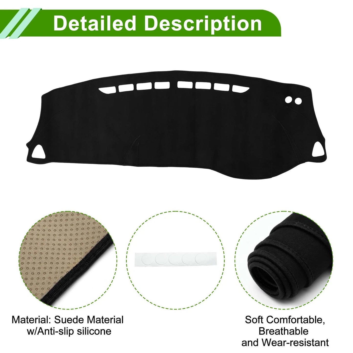 Dashboard Cover Mat for Nissan Kicks 2018-2020 Sun Protector Black