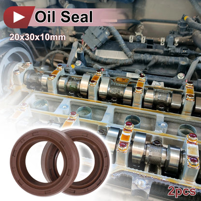 Oil Seal 2 x Seal Ring Rotary Shaft Seal FKM Rubber 20x30x10mm Brown