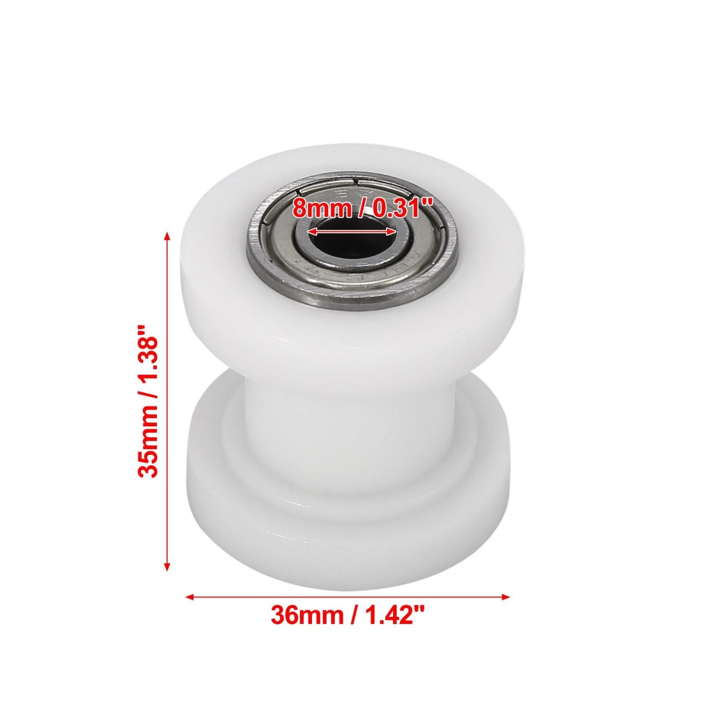8mm Chain Roller Pulley Slider Tensioner Wheel Guide White for Motorcycle ATV