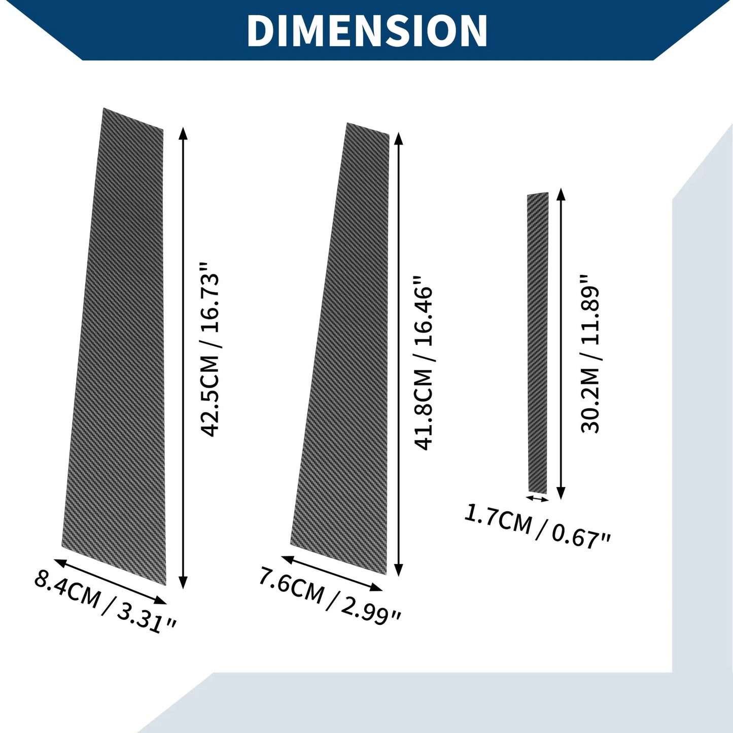 6 x Door Pillar Window Trim for Acura TL (2004 - 2008) Carbon Black