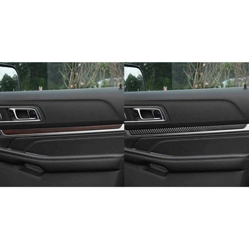 Carbon Fiber Car Door Panel Strip Trim Fit For Ford Explorer 2013-2019