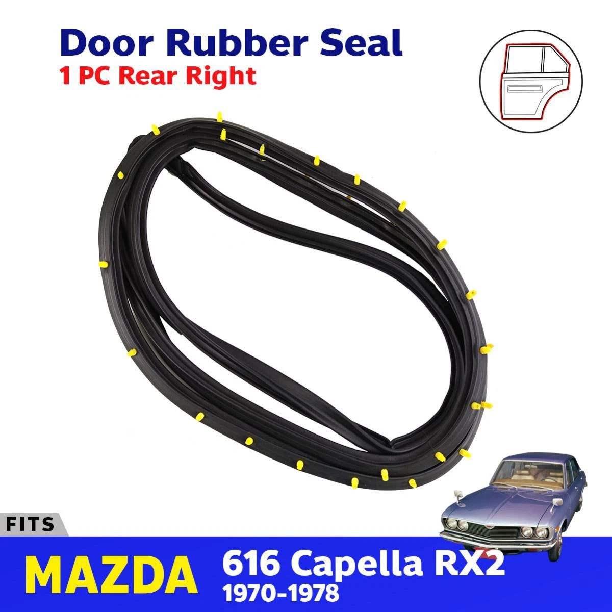 Door Rubber Seal Weatherstrip Rear RH Fits Mazda 616 618 Capella RX2 1970-78 D09