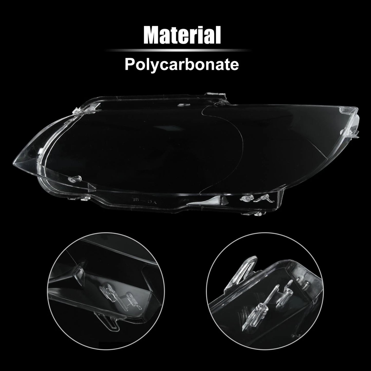 1 Pair Front Headlight Lens Cover PC Shell for BMW M3 (2008-2013)