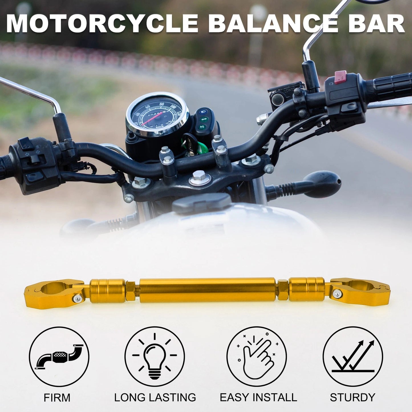 Balance Bar Adjustable Handlebars Gold Tone with Small Wrench for Motorcycle