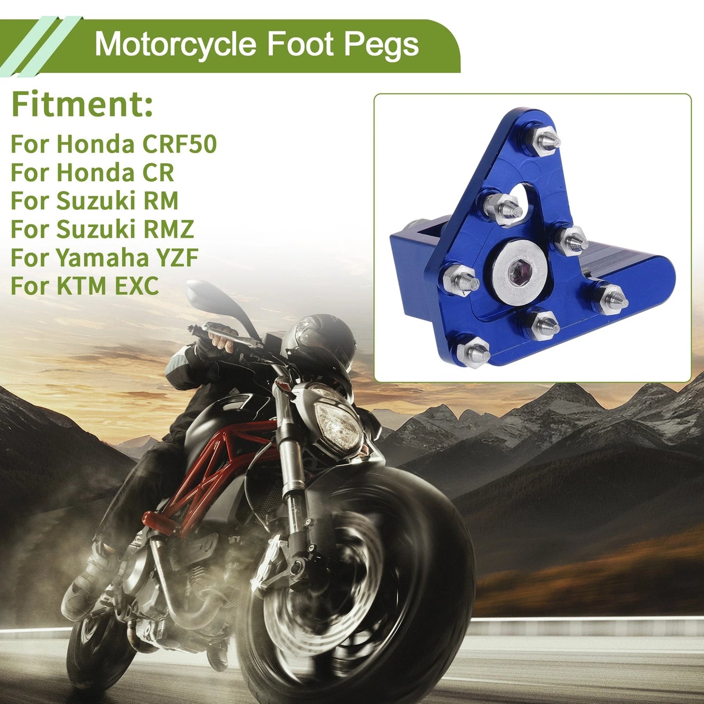 Motorcycle Foot Pegs 1 Pc for Honda CRF50 Blue