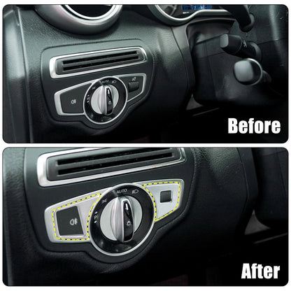 Headlight Switch Button Trim Cover for Mercedes Benz B C Class (2015-2023)