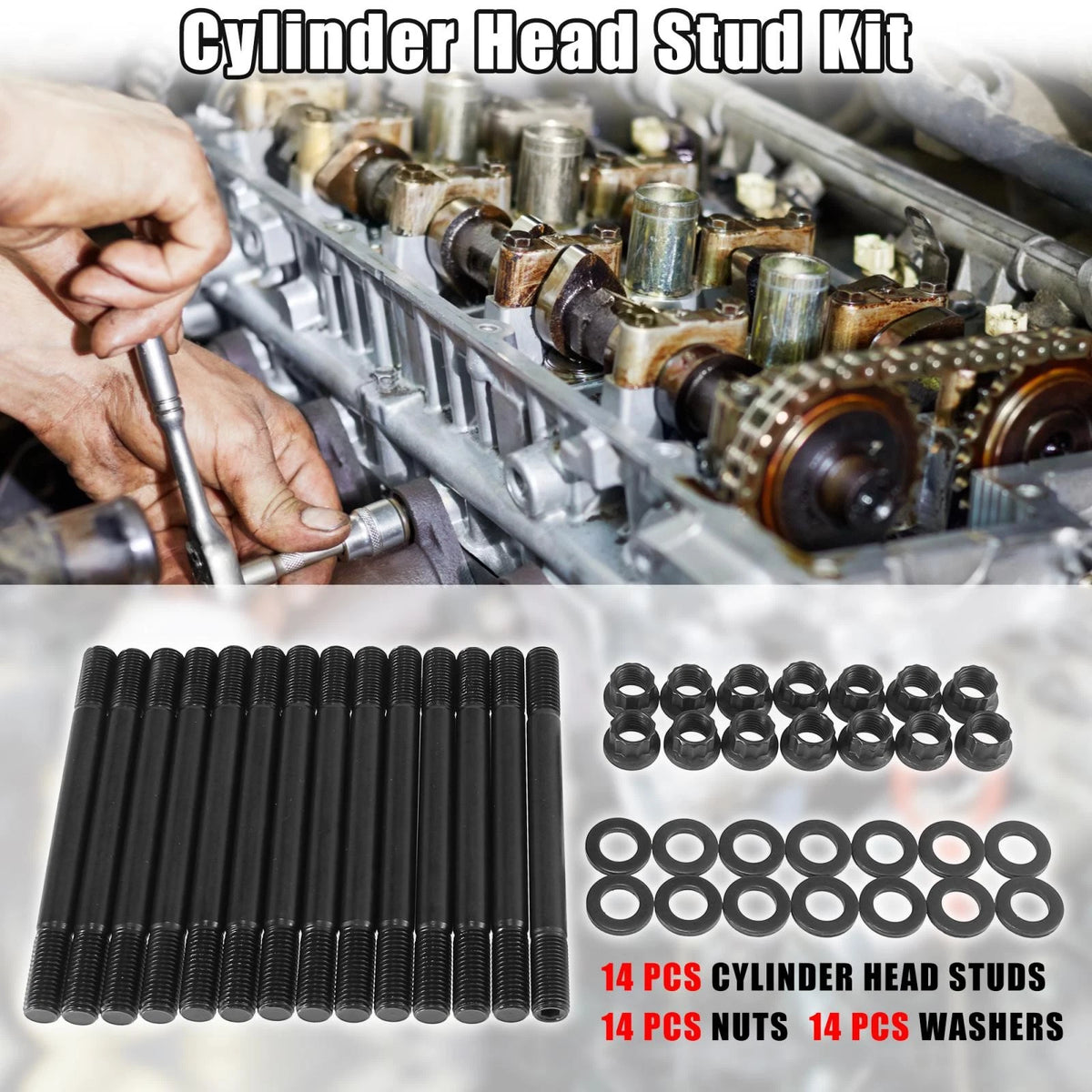 Cylinder Head Stud Kit for Nissan RB25 RB20 2.5L 2.0L (1990-2002)