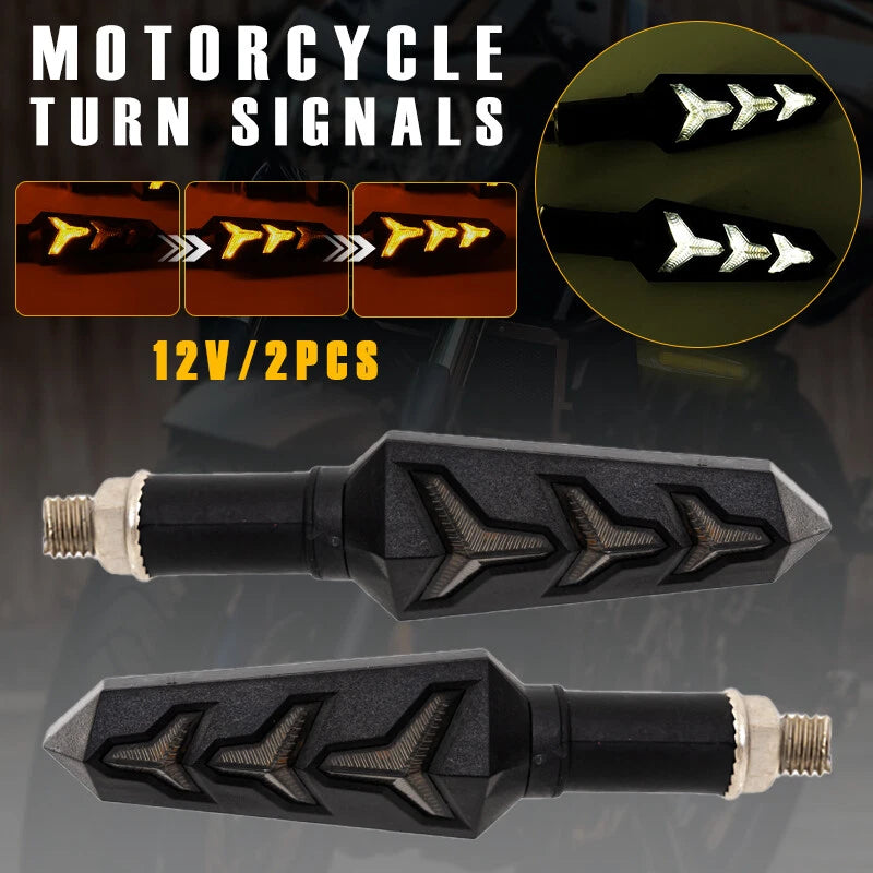 2 x Amber & White LED Motorcycle Turn Signal Indicators