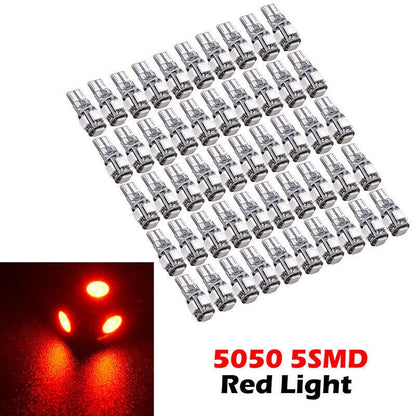 50 x T10 5-SMD 5050 Red LED Light Bulbs for Various Vehicles ()