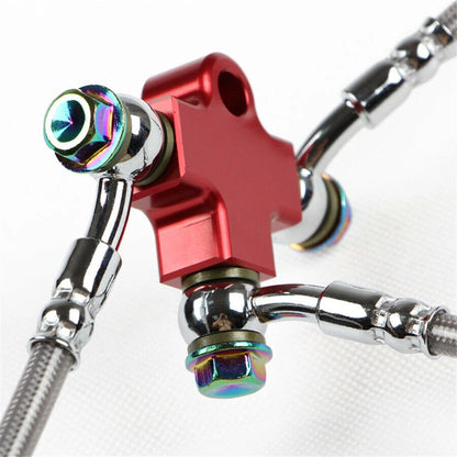 3-Way Tee Connector Adapter for Motorcycle Hydraulic Brake Hose Line - Aluminum Alloy