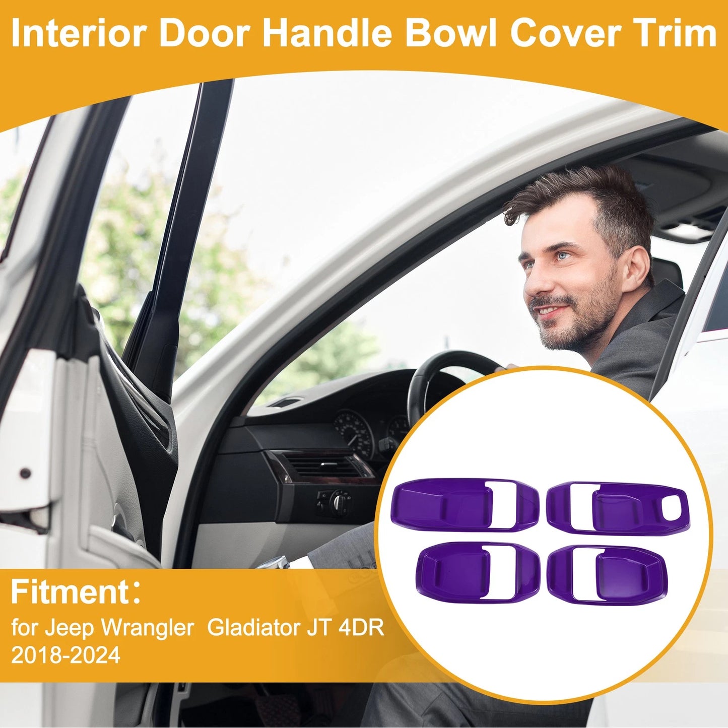 Purple Interior Door Handle Bowl Cover Trim for Jeep Wrangler Gladiator (2018-2023)