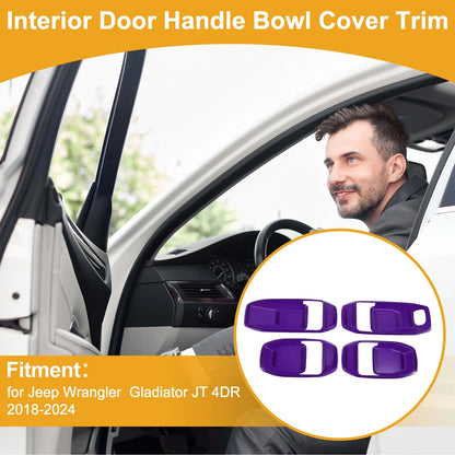 Purple Interior Door Handle Bowl Cover Trim for Jeep Wrangler Gladiator (2018-2023)