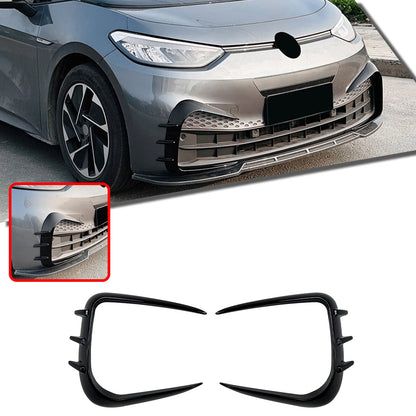 2 x Gloss Black Front Bumper Side Air Vent Trims for Volkswagen ID.3 (2019-2022)