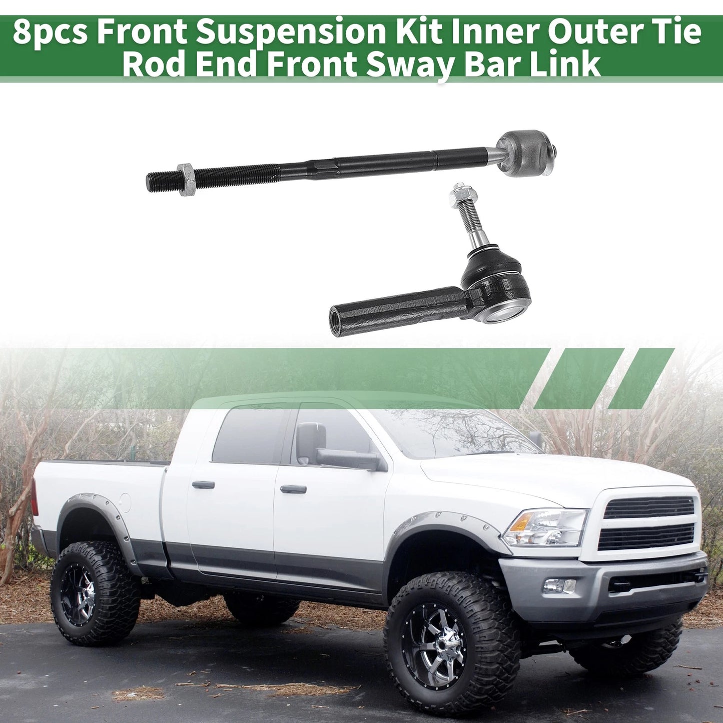 8pcs Front Suspension Kit Tie Rod Ends & Sway Bar Links for Dodge Journey