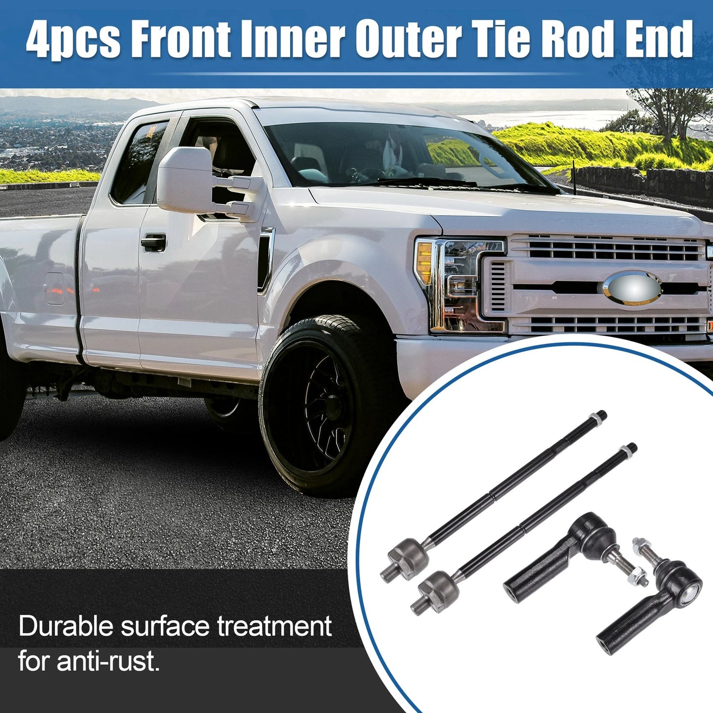 4 x Front Inner Outer Tie Rod Ends for Ford Mustang (2005-2010)