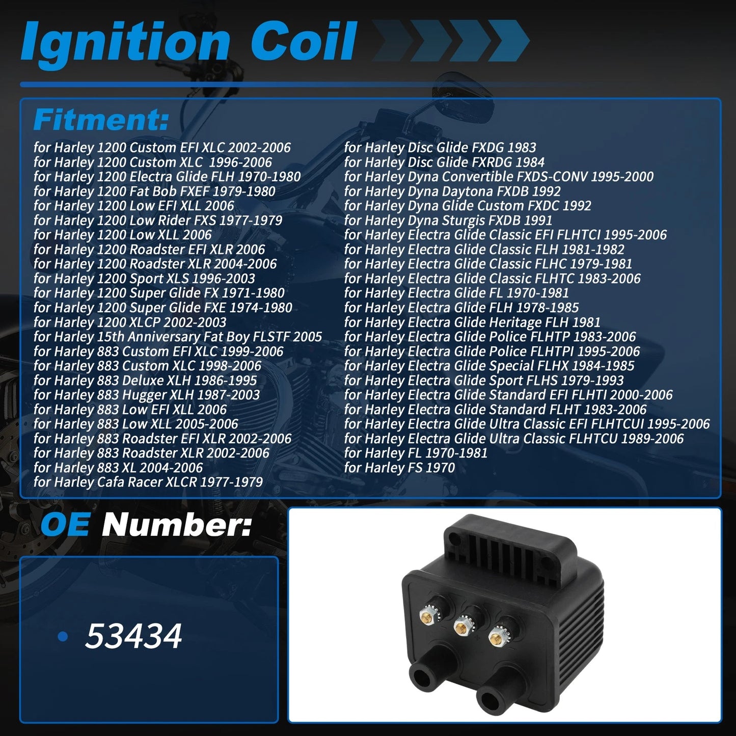 Ignition Coil for Harley 883 1200 Dyna Electra Glide