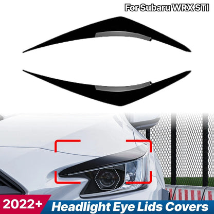 1 Pair / Gloss Black Tape-On Headlight Eye Lids Covers / for Subaru WRX STI