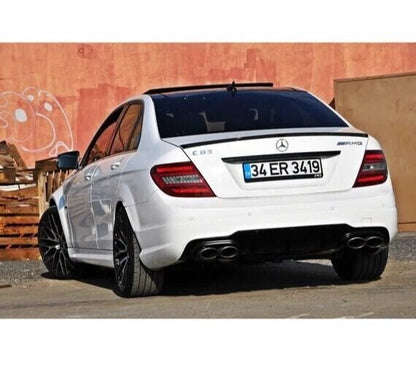 Rear Bumper Diffuser for Mercedes W204 C63 AMG Gloss Black (2011-2014)