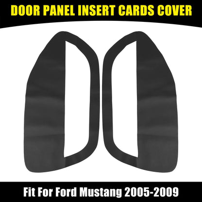 Black Microfiber Leather Door Panel Insert Covers for Ford Mustang