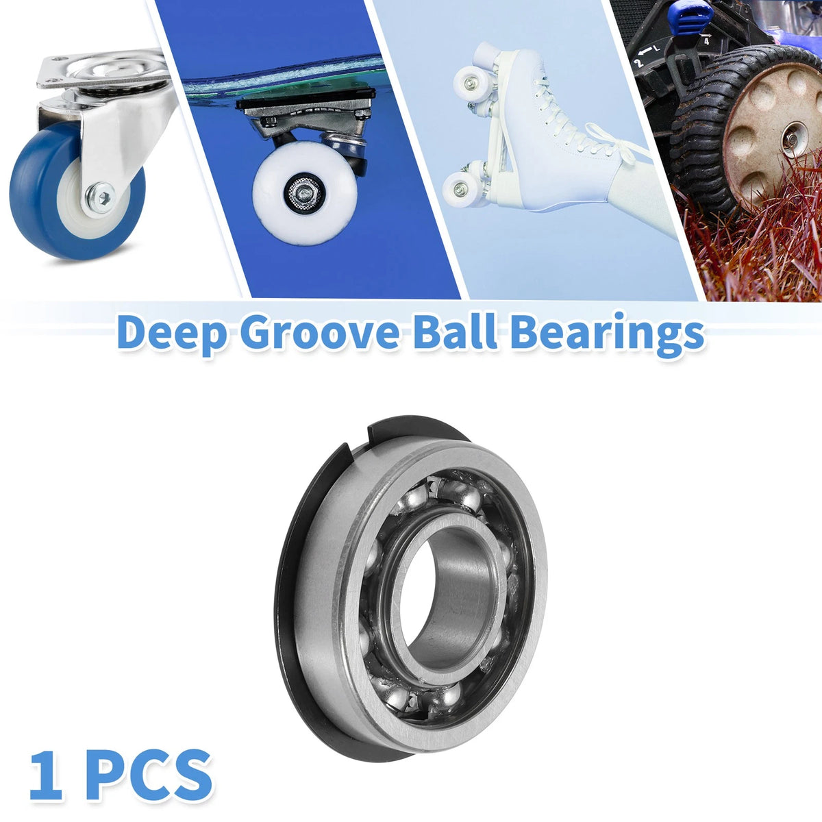 22x50x14mm Deep Groove Ball Bearing 1 Pc Silver Tone