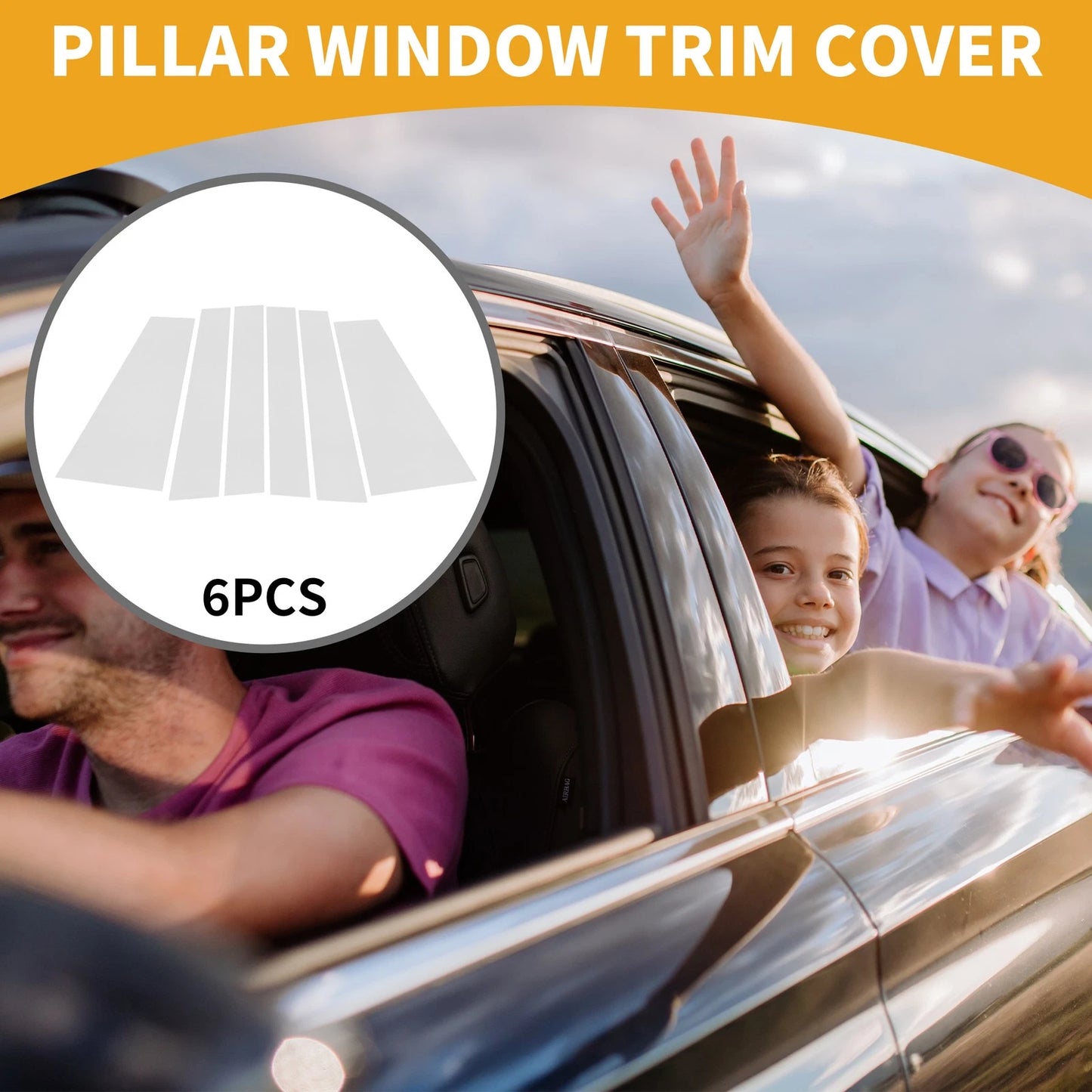 6 Pcs Door Pillar Window Trim for Toyota Sienta (2022–2024)