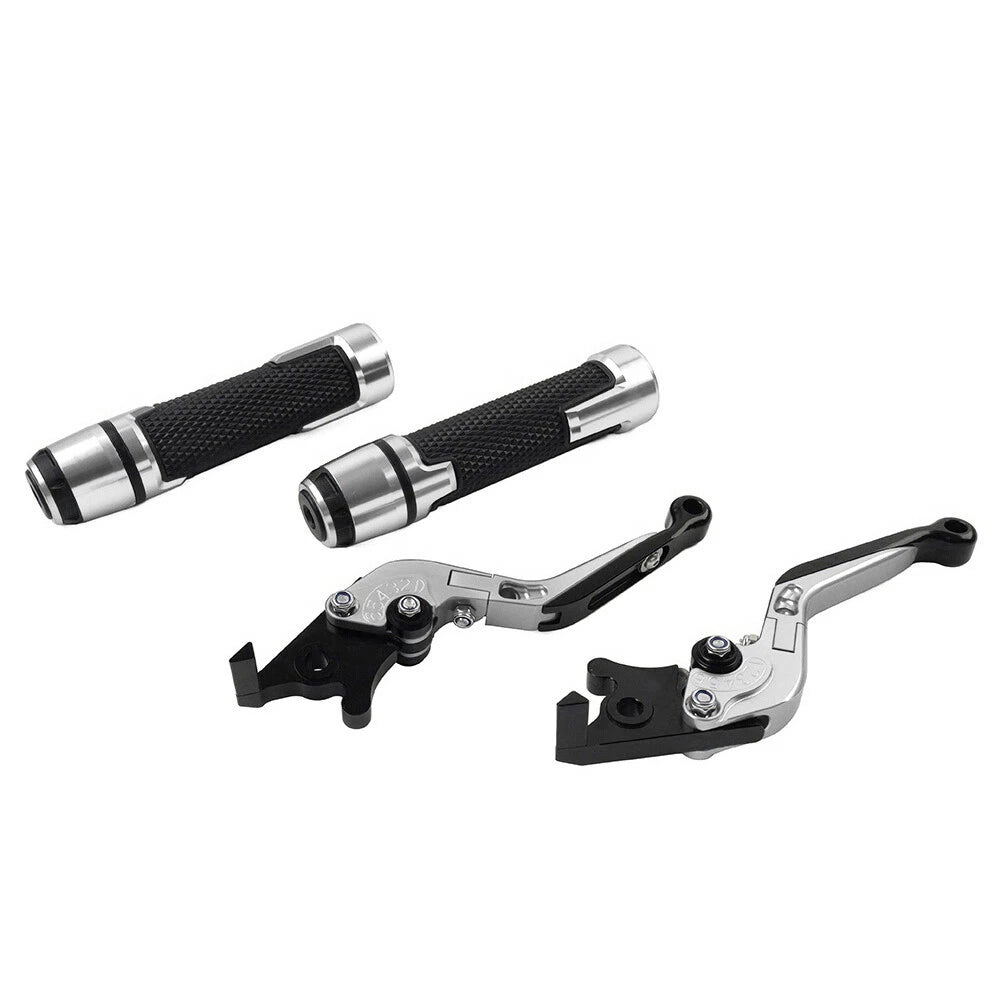 Silver Extendable Brake Clutch Levers & Handlebar Grips for Suzuki GSXR750