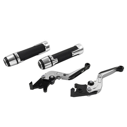 Silver Extendable Brake Clutch Levers & Handlebar Grips for Suzuki GSXR750
