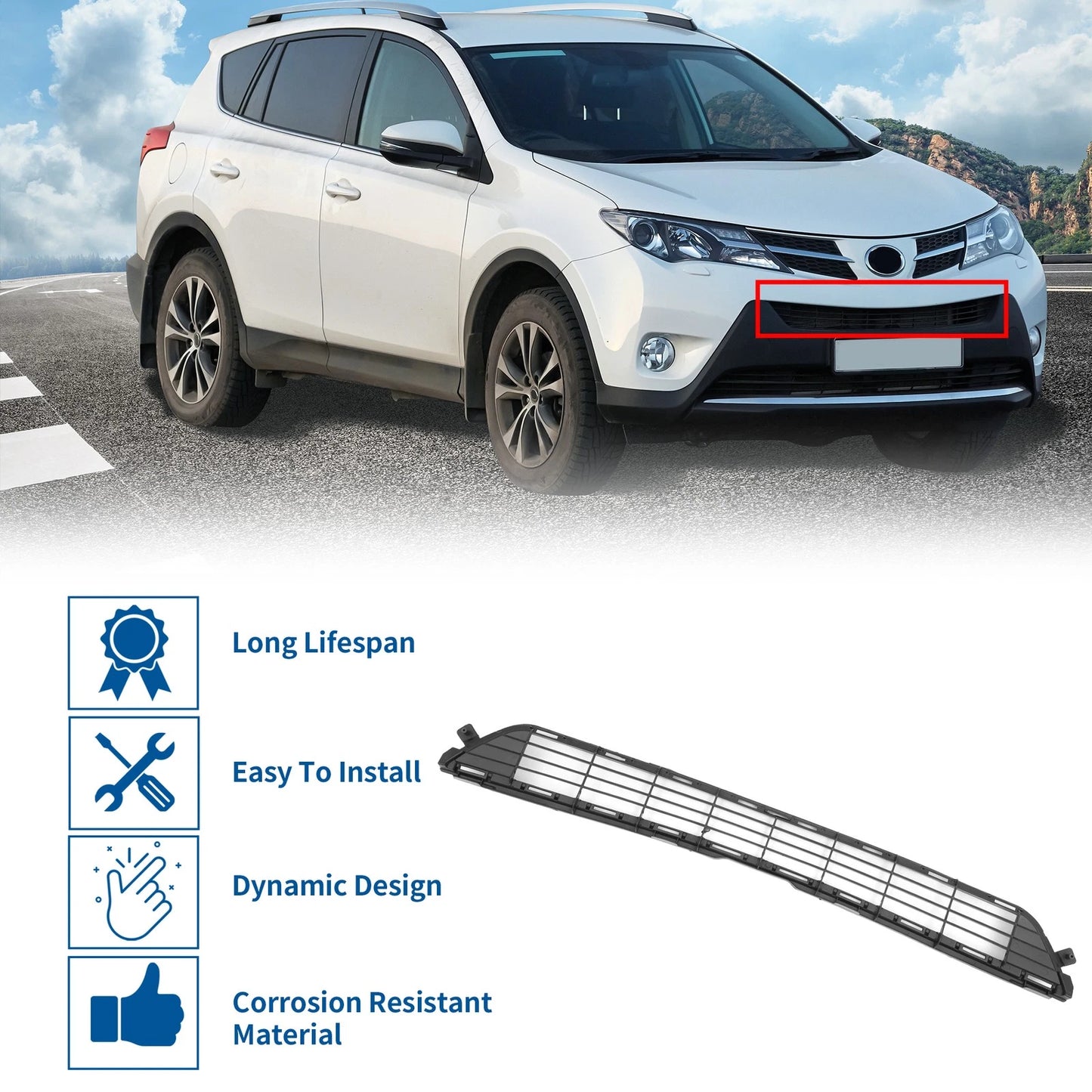Front Bonnet Bumper Grille for Toyota RAV4 2013-2015 Black
