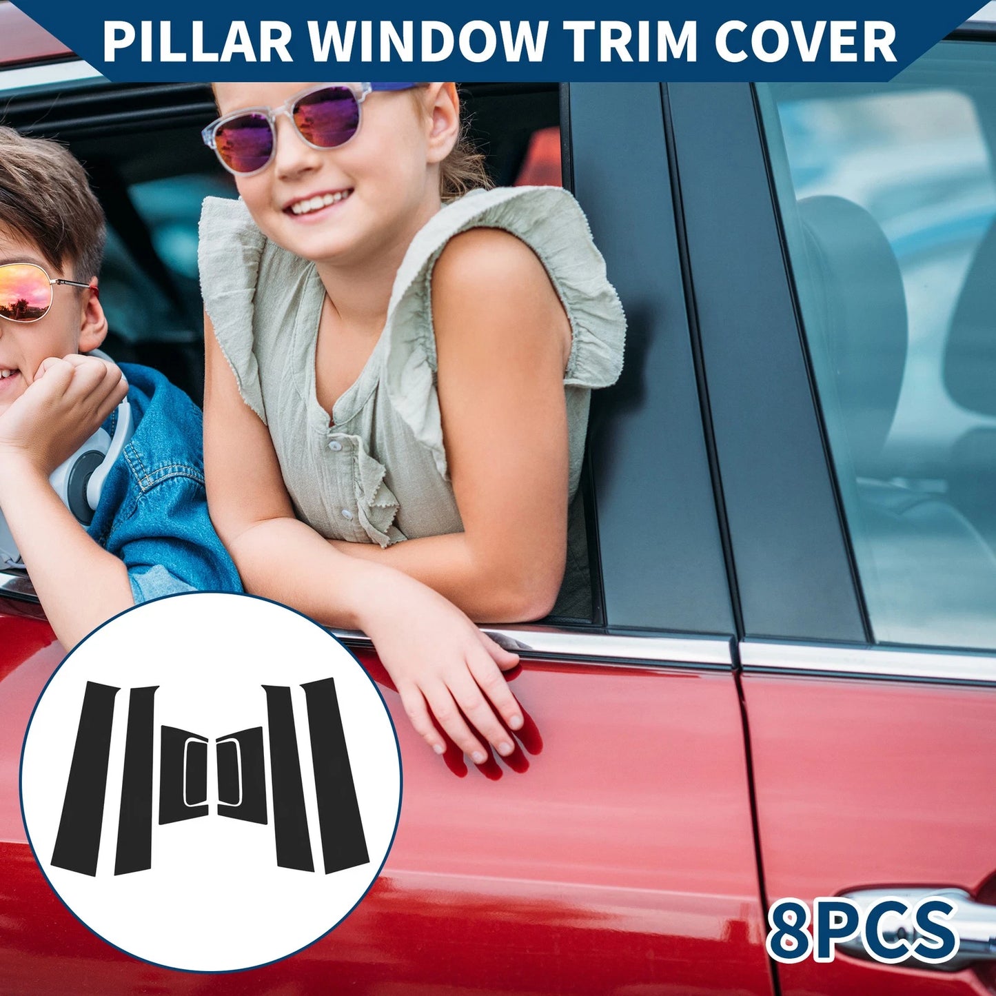 8 Pcs Black Door Pillar Window Trim for Honda HR-V (2016-2021)