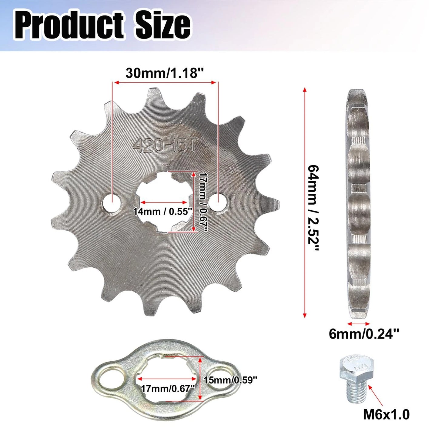 15T 17mm Motorcycle Front Sprocket for Honda