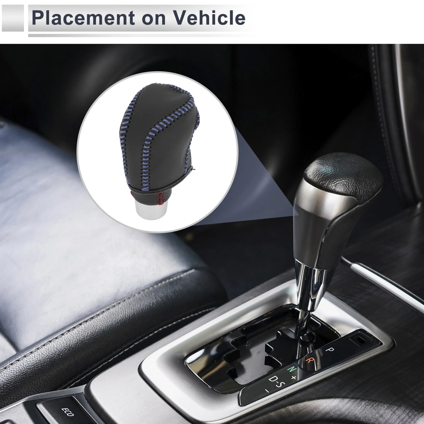 Gear Shift Knob Cover for Toyota Camry 2019-2022 Black Blue Faux Leather