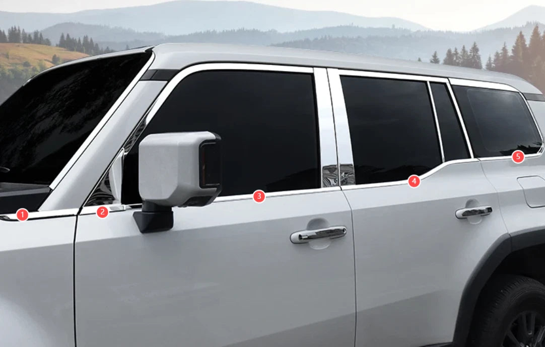 10 x Steel Lower Window Molding Covers for 2024-2025 Toyota Prado LC250