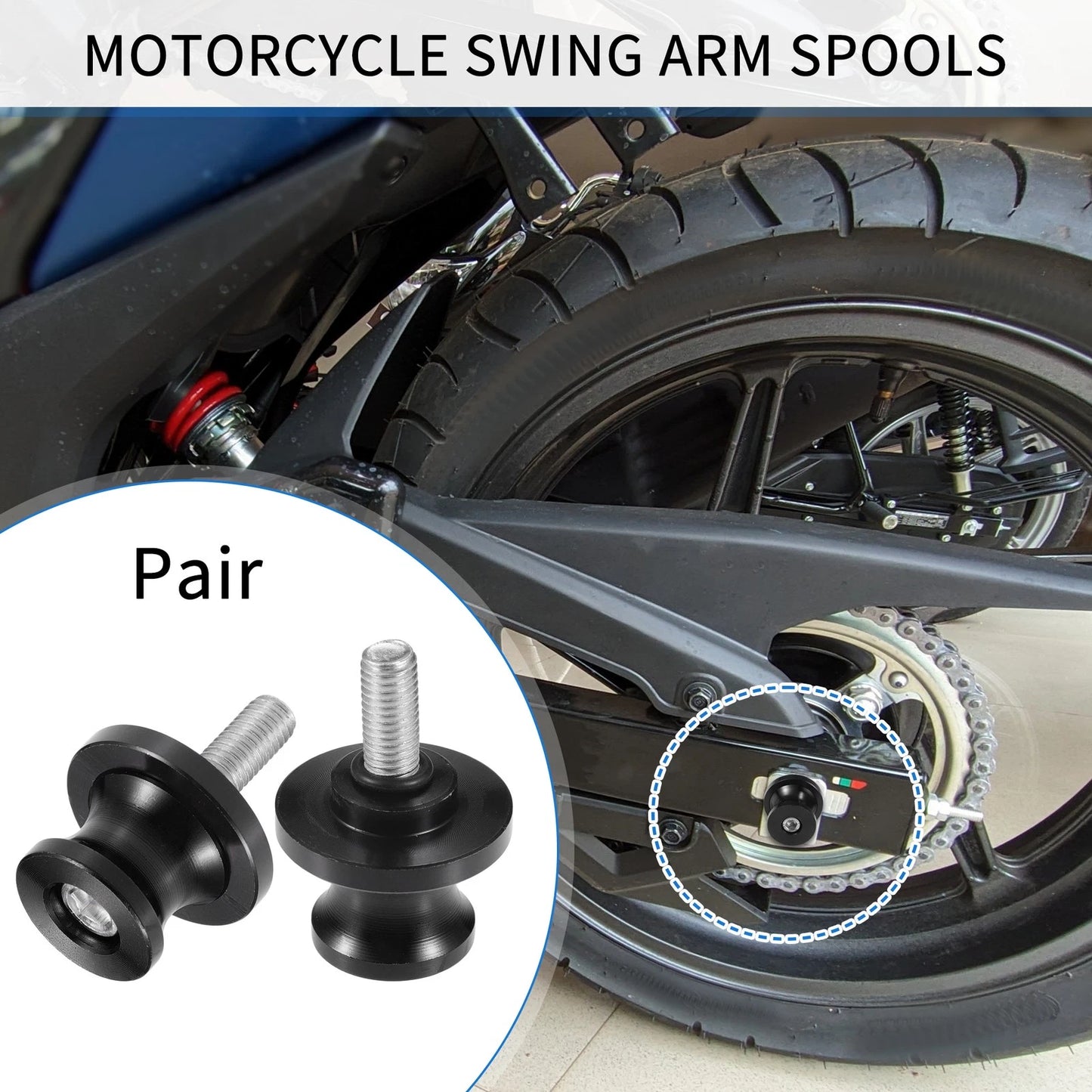 1 x Pair Motorbike Swingarm Spools 8mm CNC Swing Arm Sliders Stand Black