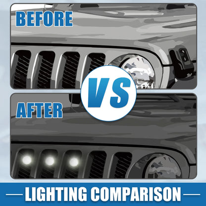 LED Front Grille Lights Set for Jeep Gladiator JT 2020-2023 White & Black