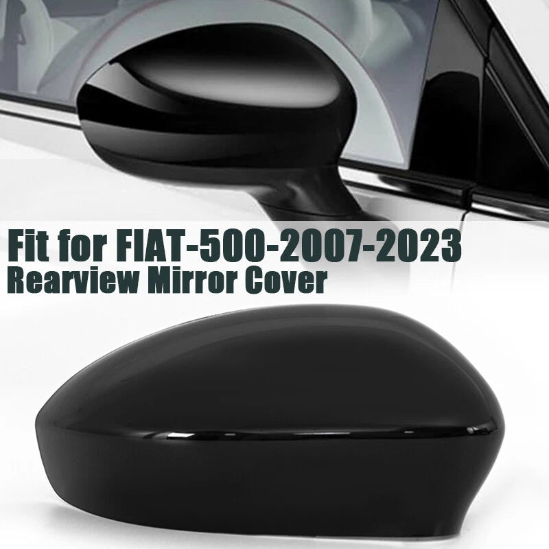 Right Door Side Wing Cap Mirror Cover for Fiat 500 (2007-2020) Black