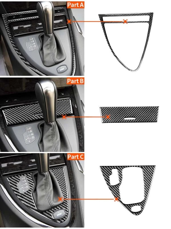 Carbon Fiber Automatic Gear Shift Knob Part Kits For BMW E63 6 series 2004-2006