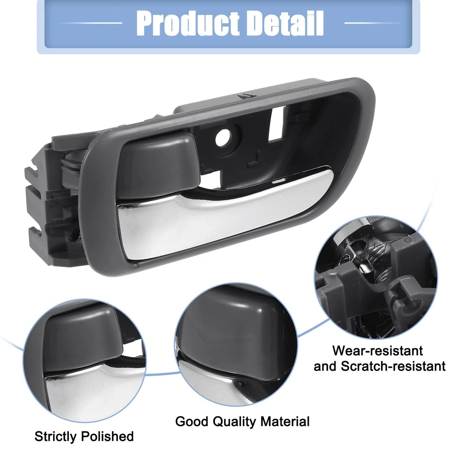 Inner Door Handle Left Front for Toyota Camry (2018-2023) Gray Electroplate
