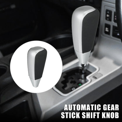 Gear Shift for Toyota Land Cruiser Black Faux Leather Silver Tone