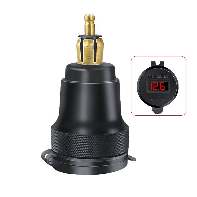 Type-C Dual USB Charger Hella DIN Socket with Voltmeter for BMW Motorrad