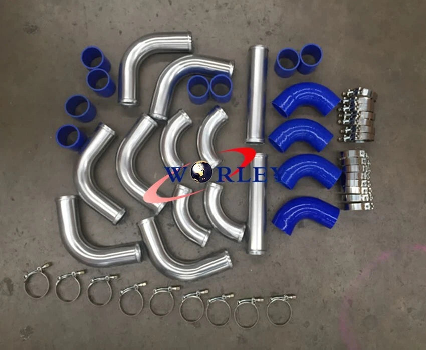 2" Aluminum Universal Intercooler Turbo Piping Hose T-Clamp Kit for Cars