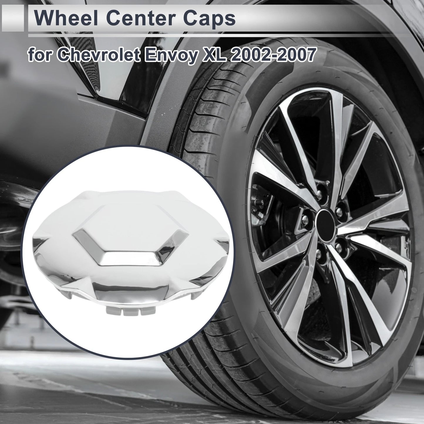 19.5cm Wheel Center Caps for Chevrolet Envoy XL Chrome Silver Tone Plastic 1 Pc