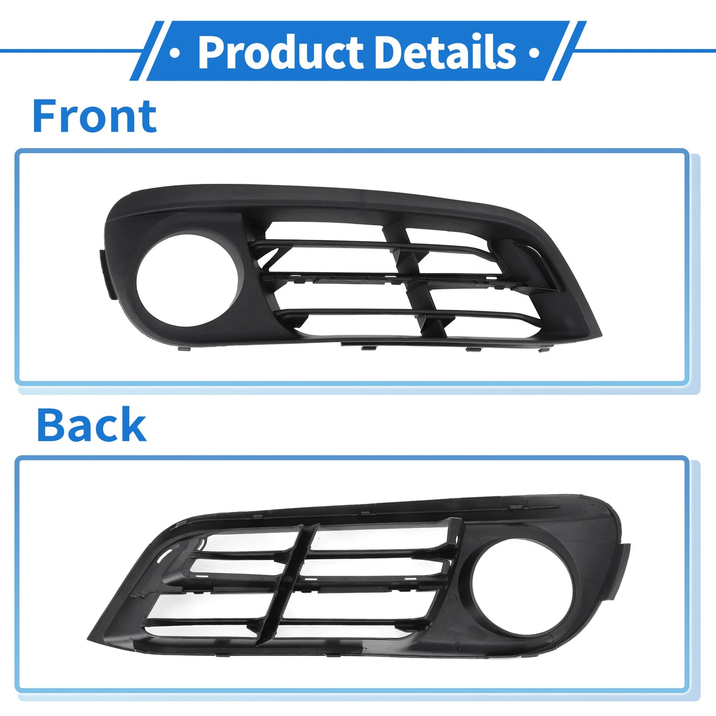 Front Right Fog Light Grill for BMW 528i 2015-2016 (1 Pc, Black)