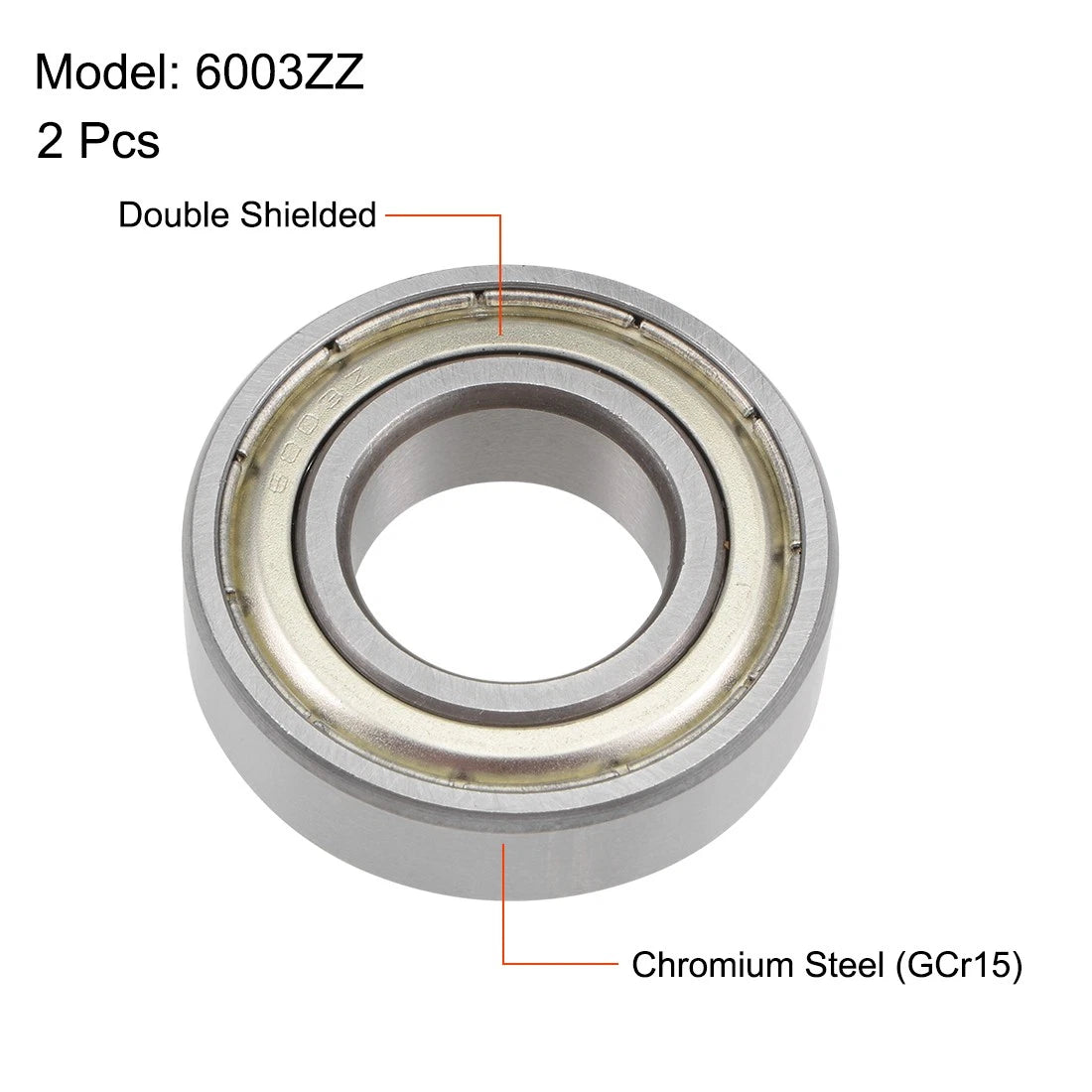 6003ZZ 17x35x10mm 2 x Deep Groove Ball Bearings for Chrome Steel P6
