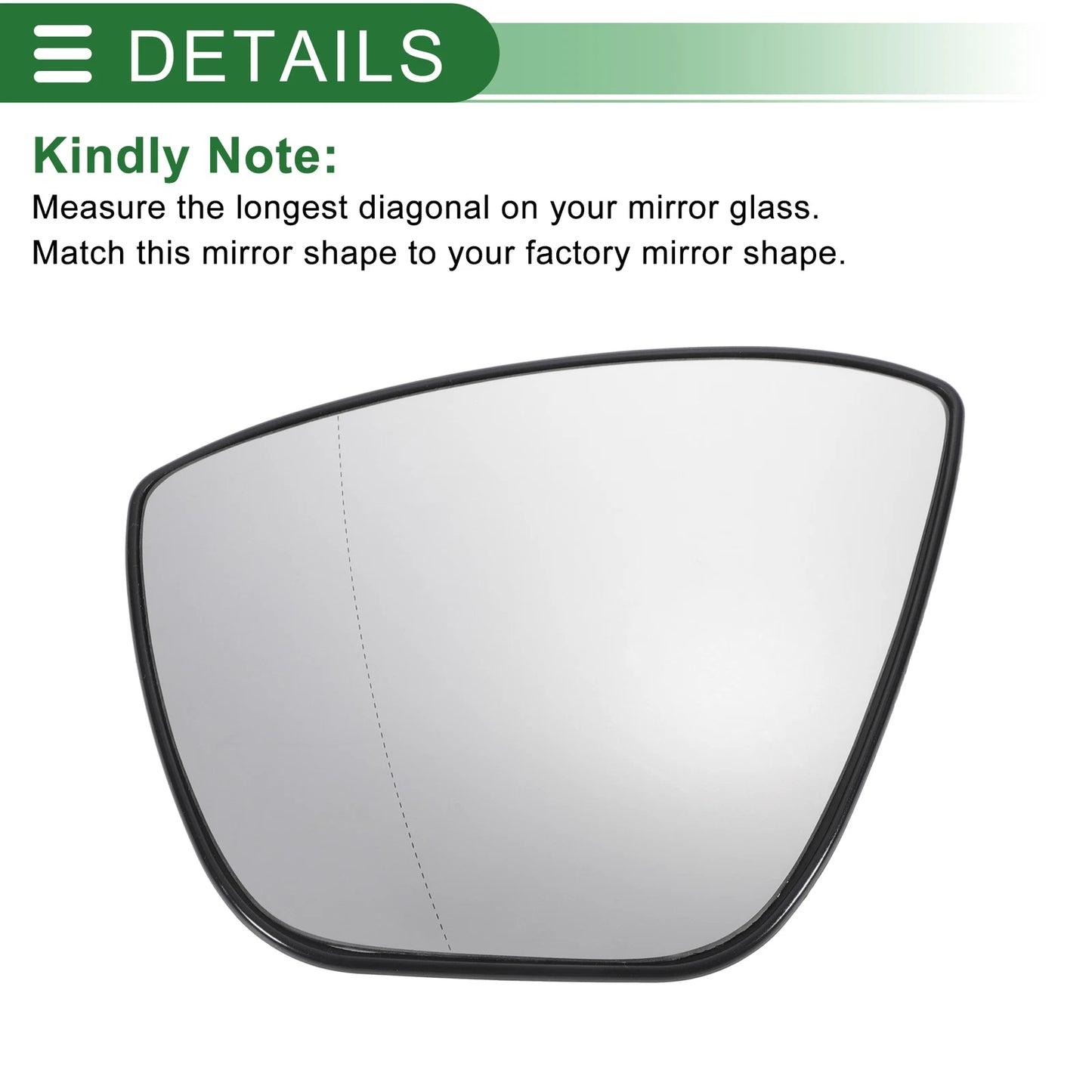 Left Side Heated White Mirror Glass for Ford Ka (2016-2021)