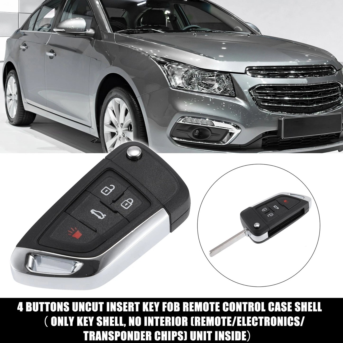 4 Button Key Fob Case Keyless Entry Shell for Chevrolet OHT01060512
