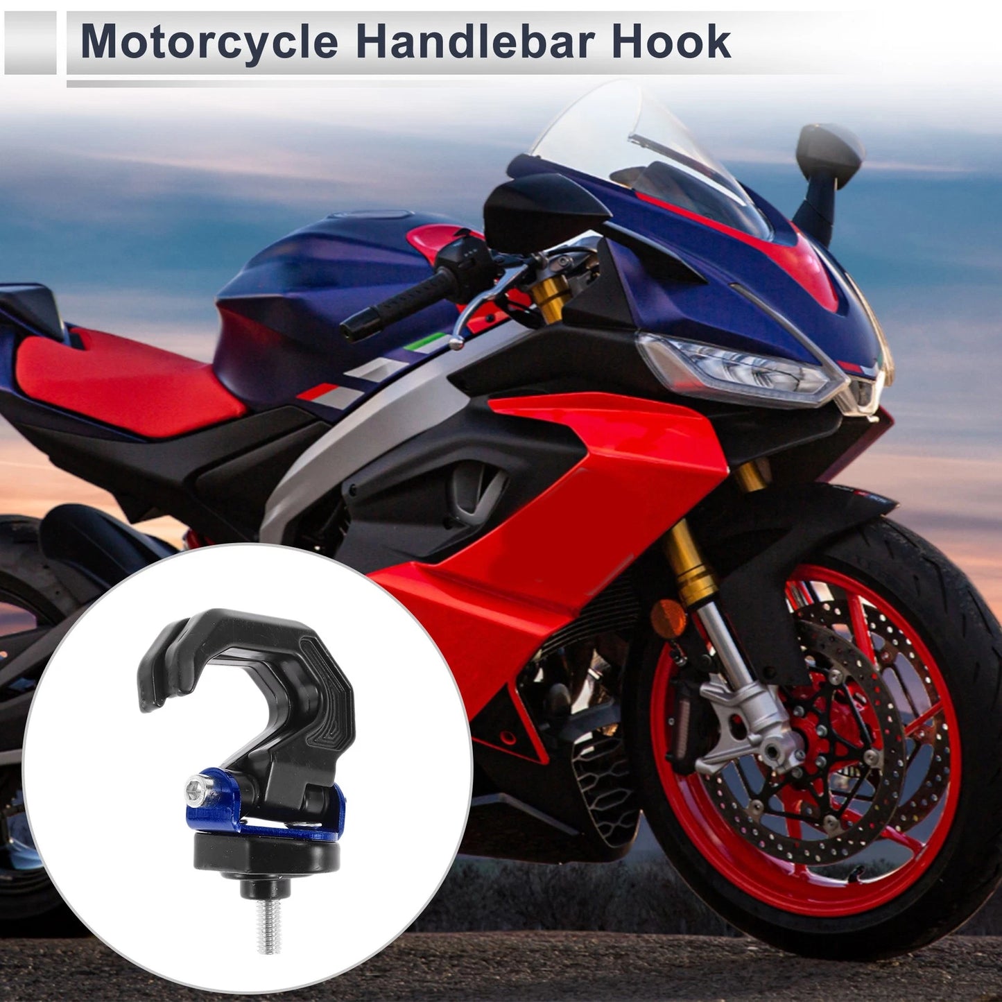 1x Horn-type Double Hook Aluminum Alloy Motorcycle Hanging Hook Black Blue